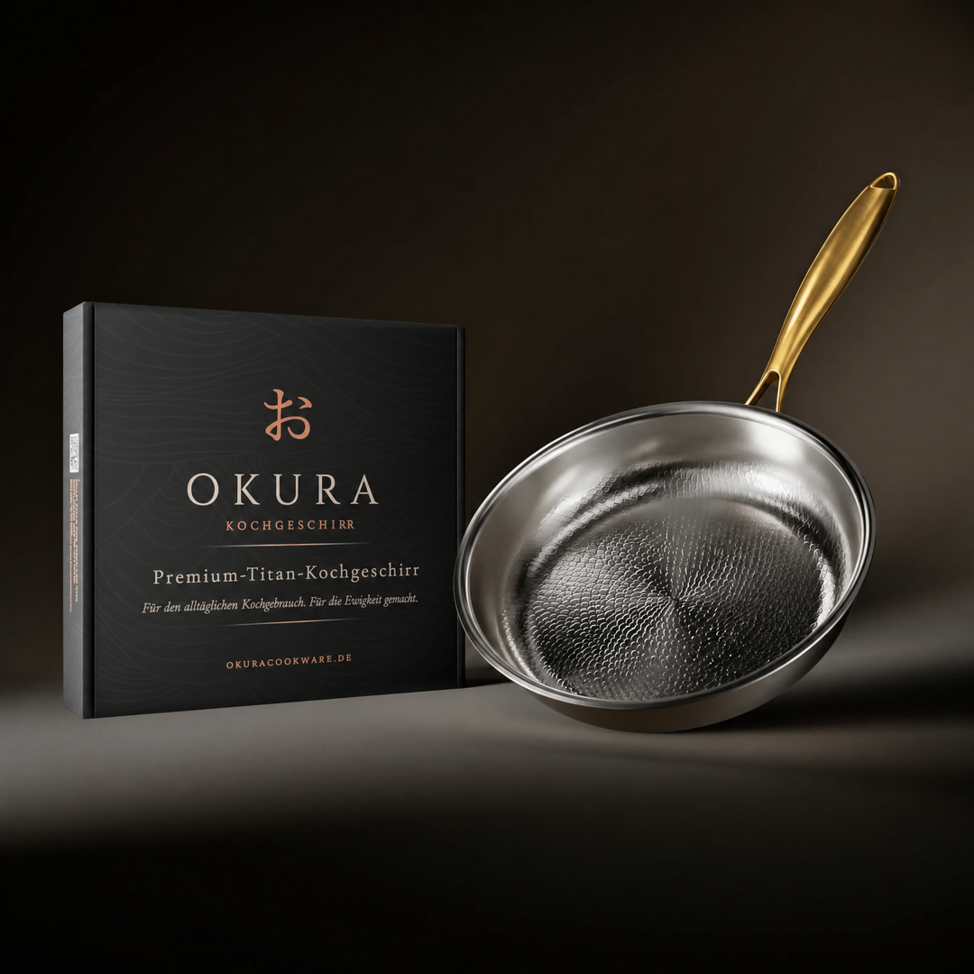 Hand-hammered titanium frying pan with coating-free surface