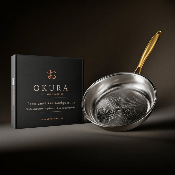 Hand-hammered titanium frying pan with coating-free surface