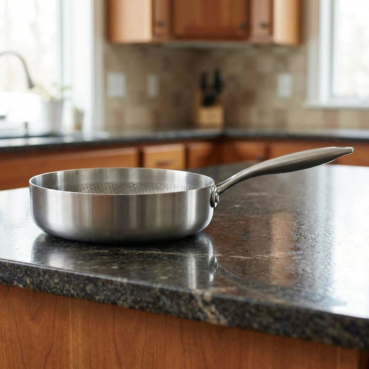 Hand-Hammered High-Sided Titanium Frying Pan