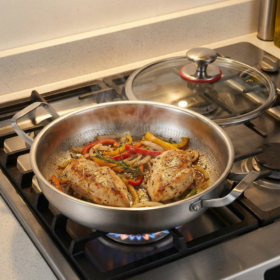 Hammered Titanium Pan with Two Handles