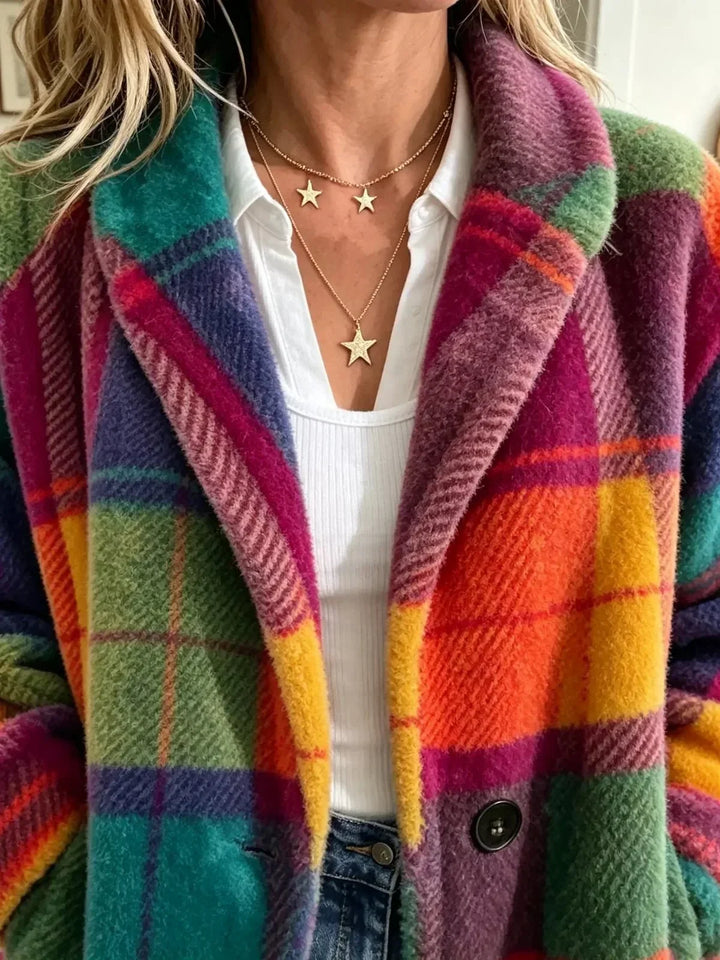 Cozy Multicolored Checked Coat