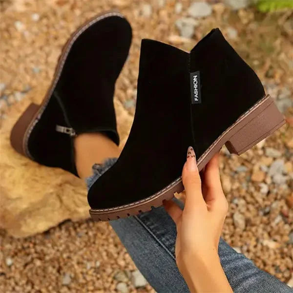 Women's Suede Side-Zip Ankle Boots with Warm Lining