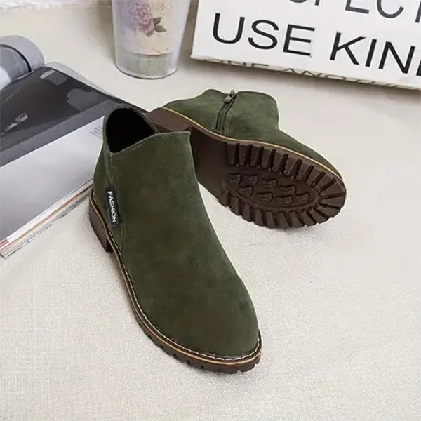 Women's Suede Side-Zip Ankle Boots with Warm Lining