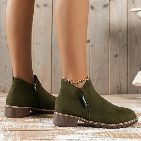 Women's Suede Side-Zip Ankle Boots with Warm Lining