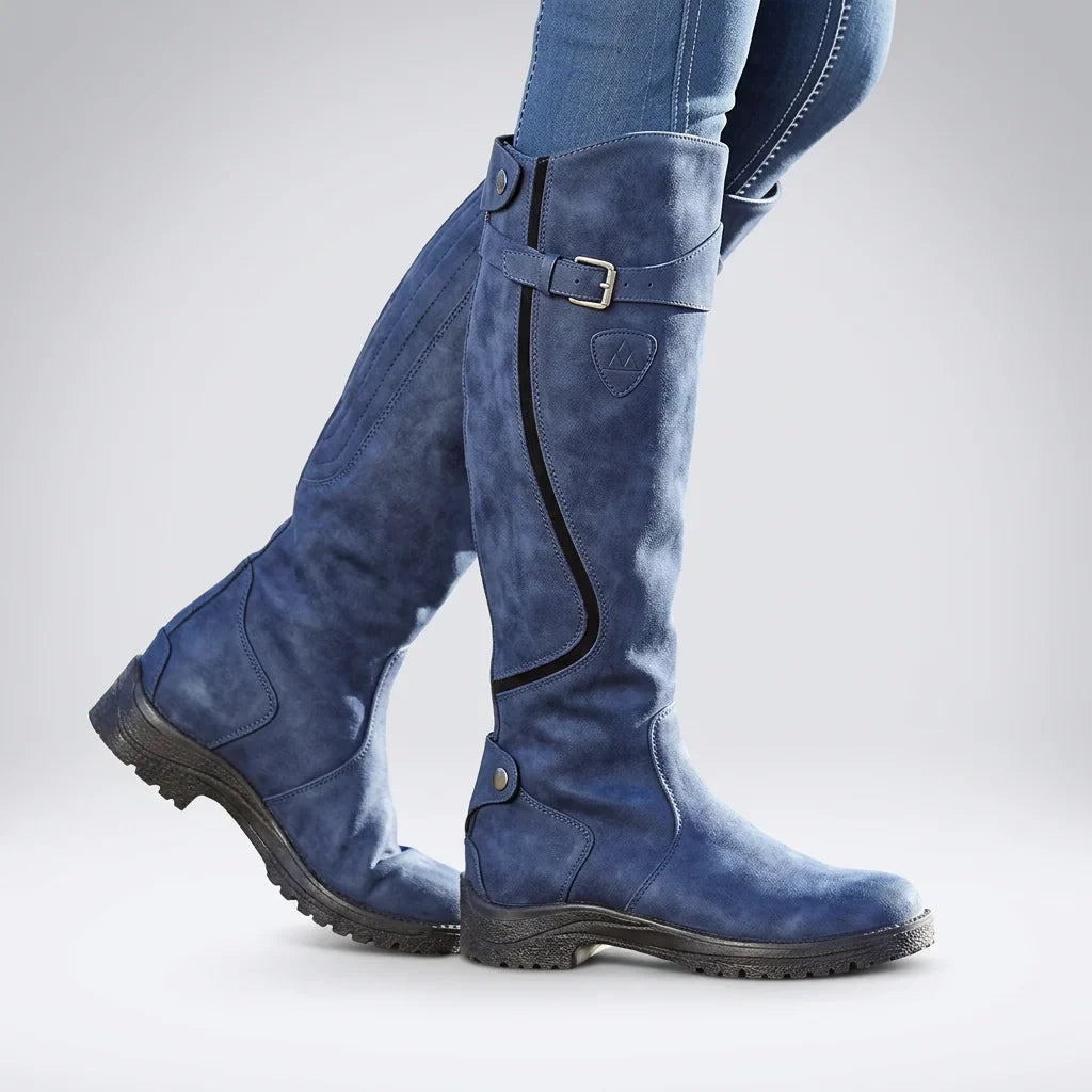 Women's Knee-High Boots with Buckle Strap