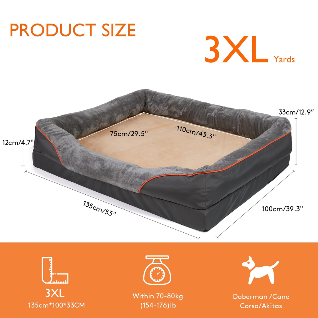 Orthopedic Dog Bed with Bolster Washable Memory Foam Cover and Raised Edges X Large