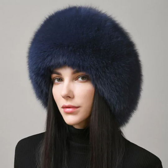 Faux-Natural Fox Fur Winter Hat with Earmuffs