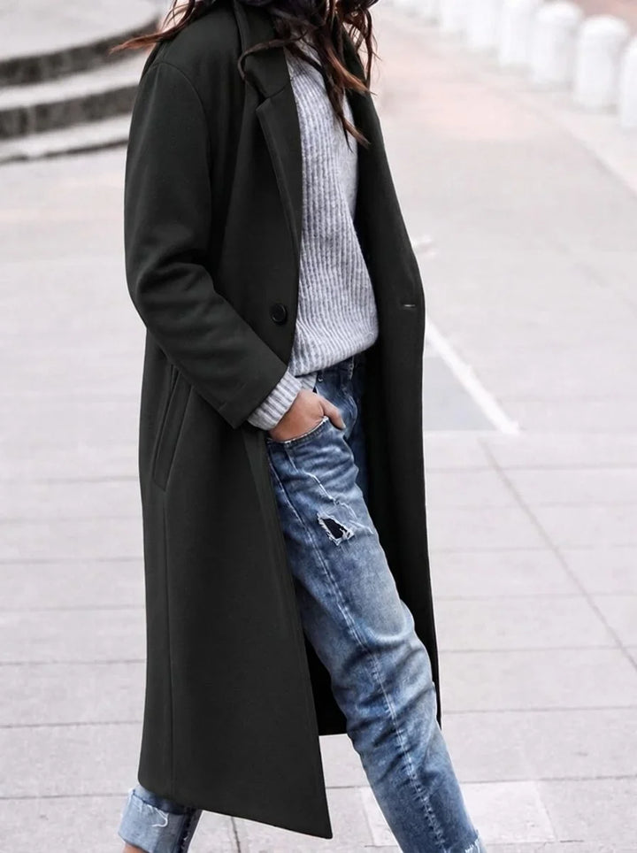 Oversized Button-Up Winter Coat with Lapel