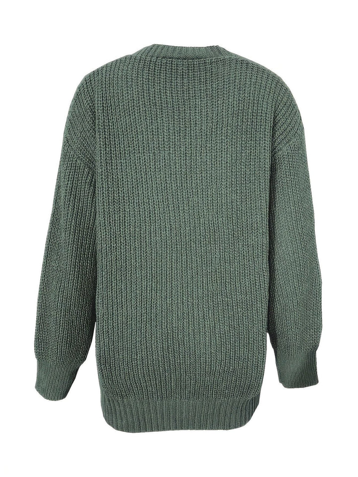 Chunky Knit Oversized Cardigan with Button-Front for Women