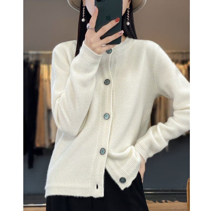 Oversized Cashmere Cardigan with Button Placket for Women