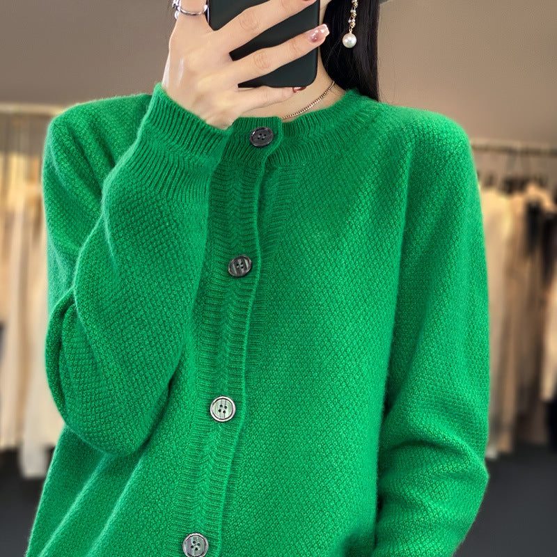Oversized Cashmere Cardigan with Button Placket for Women