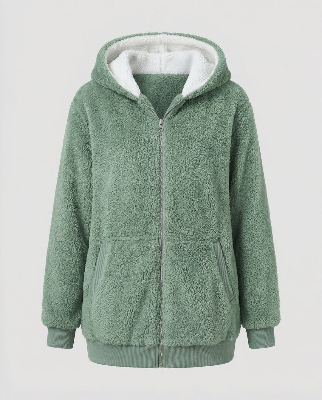 Oversized Hooded Fleece Jacket with Drawstrings for Women