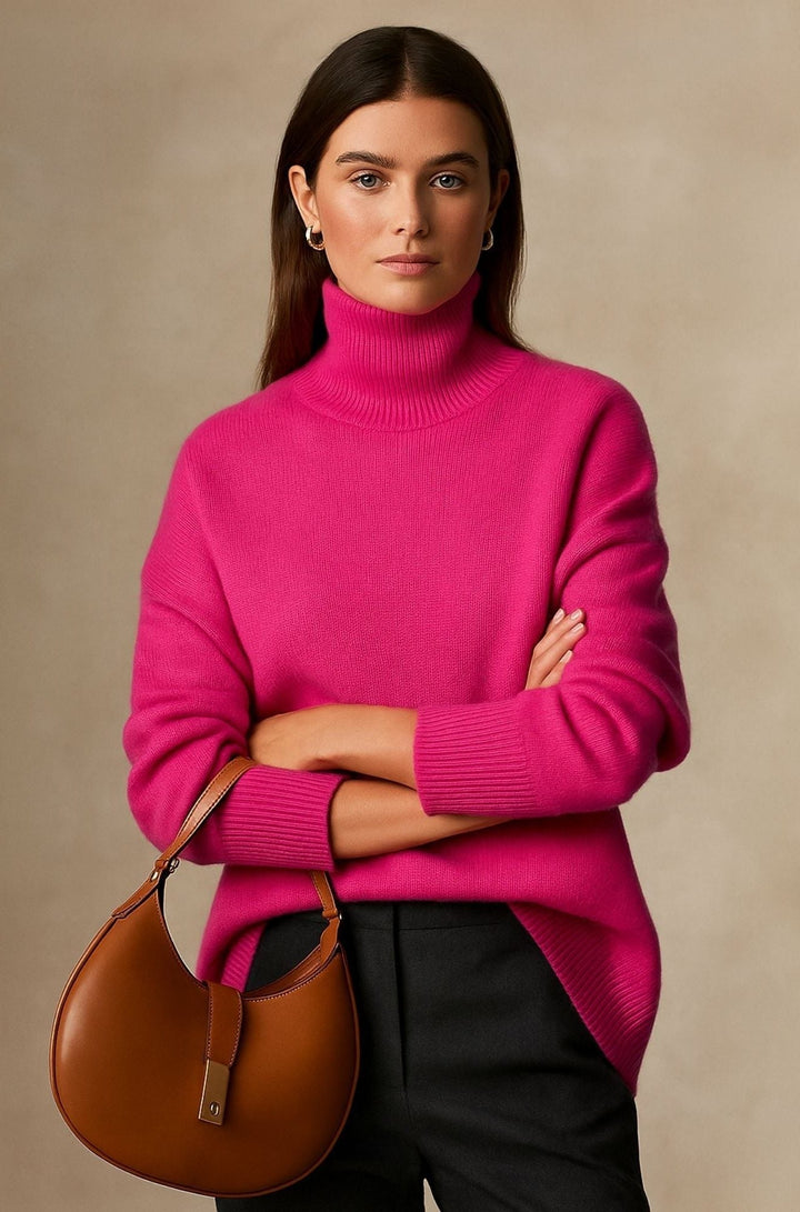 Cashmere Oversized Sweater with Roll Neck for Women