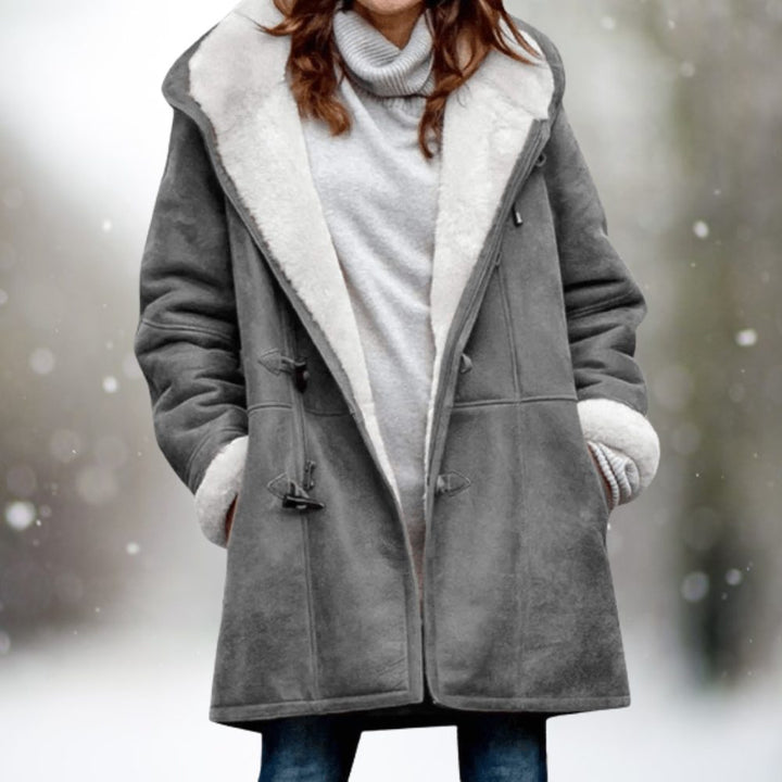 Sherpa-Lined Oversized Parka with Toggle Buttons for Women