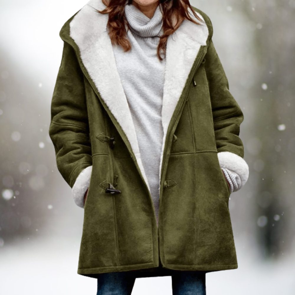 Sherpa-Lined Oversized Parka with Toggle Buttons for Women