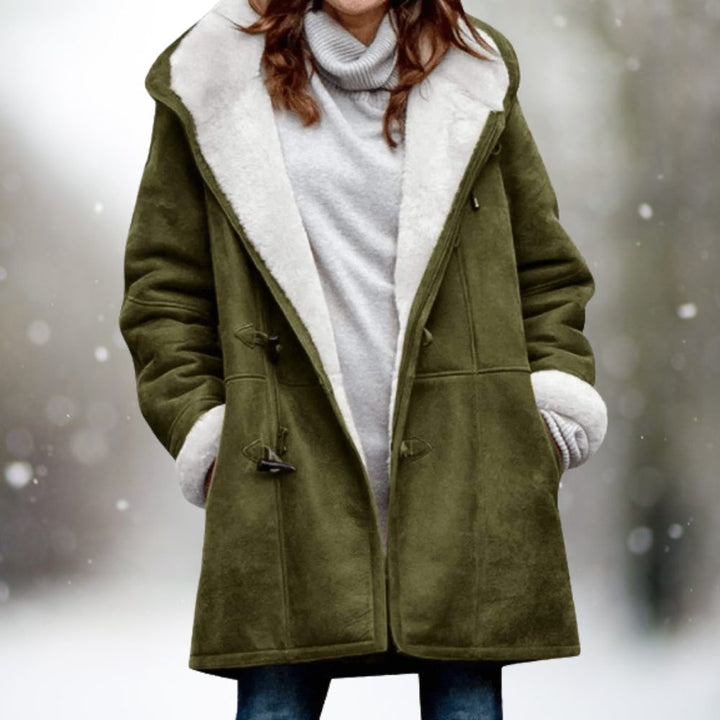 Sherpa-Lined Oversized Parka with Toggle Buttons for Women