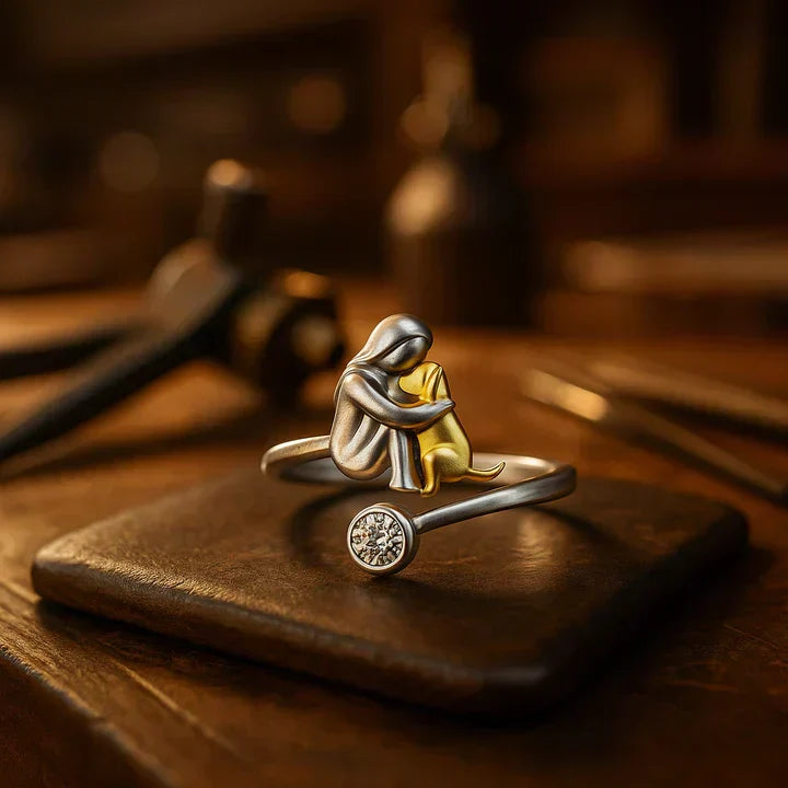 Soft rose gold ring with cute dog motif