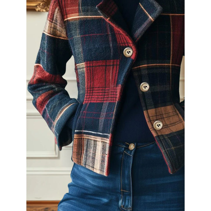 Plaid Wool Button-Front Jacket for Women