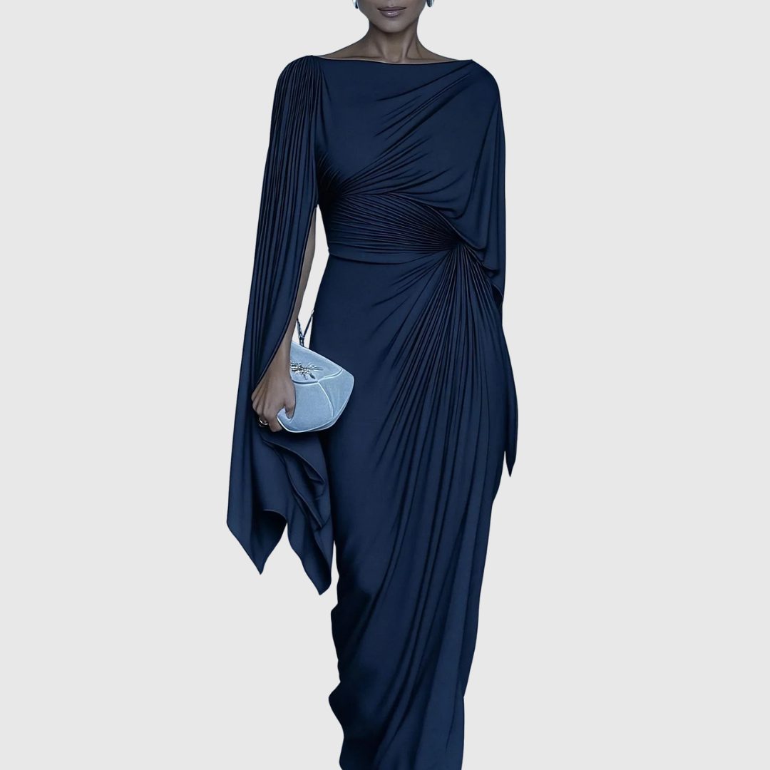 Pleated Asymmetric Maxi Dress for Women
