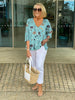 Luna | Plus Size Floral Blouse Three-Quarter Sleeve V-Neck
