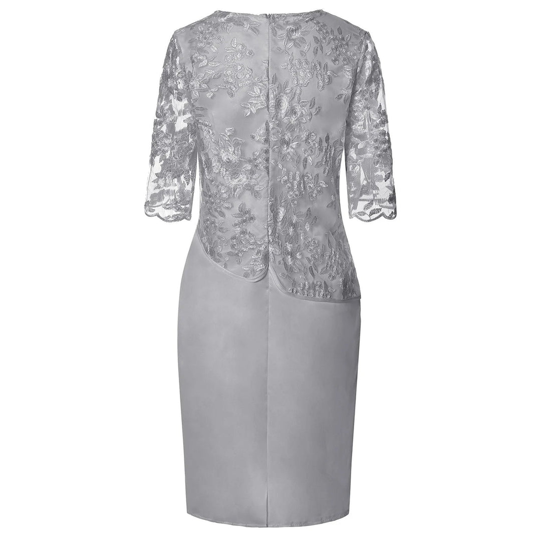 Isabella | Plus Size Lace Midi Dress Floral Embroidered Formal
