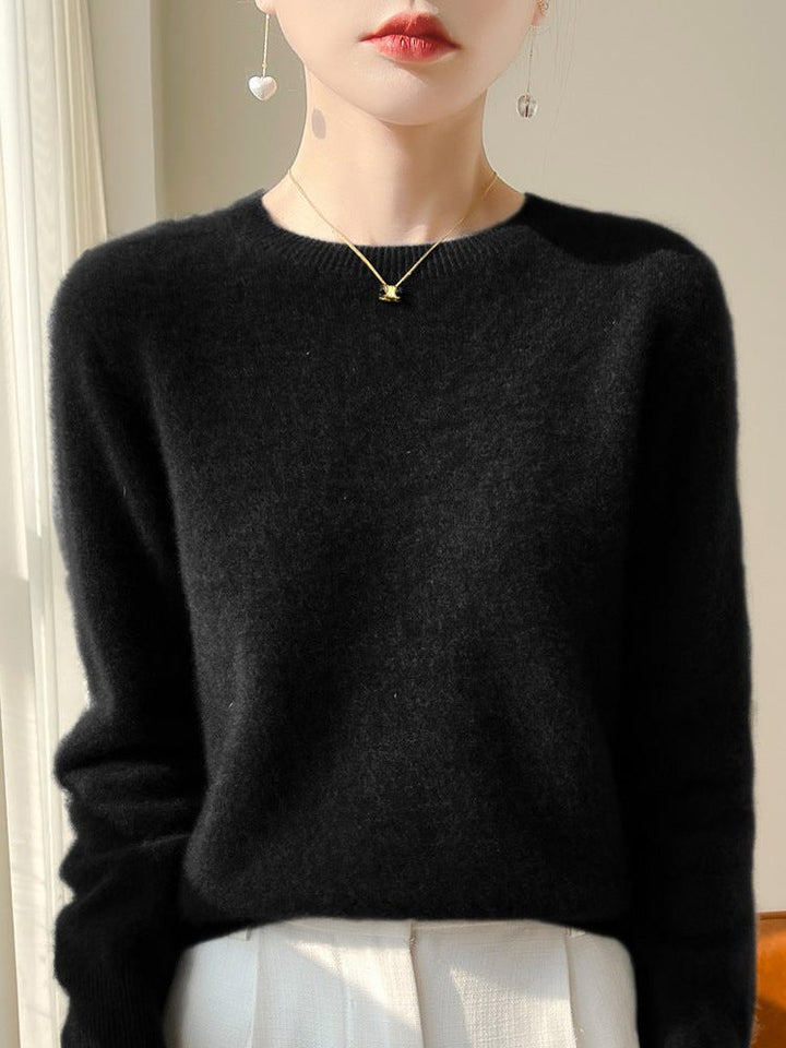 Plush Mohair Crew Neck Sweater for Women