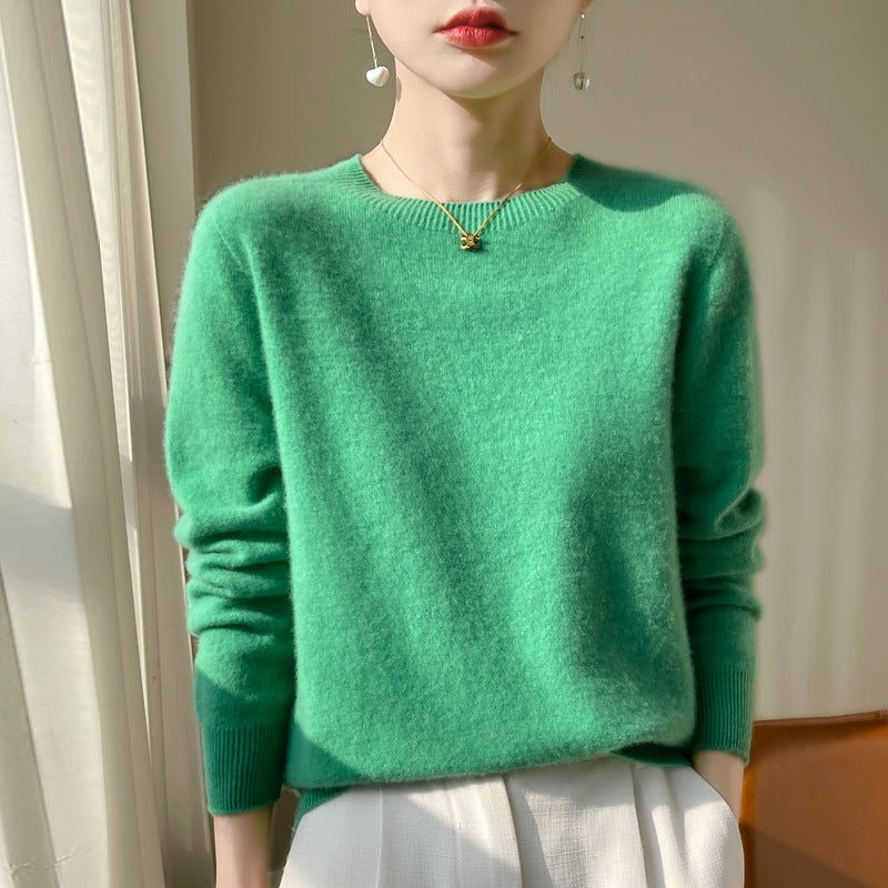 Plush Mohair Crew Neck Sweater for Women