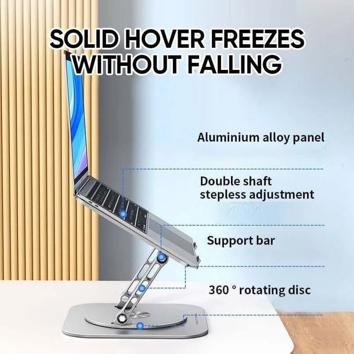 Portable Adjustable Ergonomic Laptop Stand with 360 Rotating Base and Aluminum Foldable Design