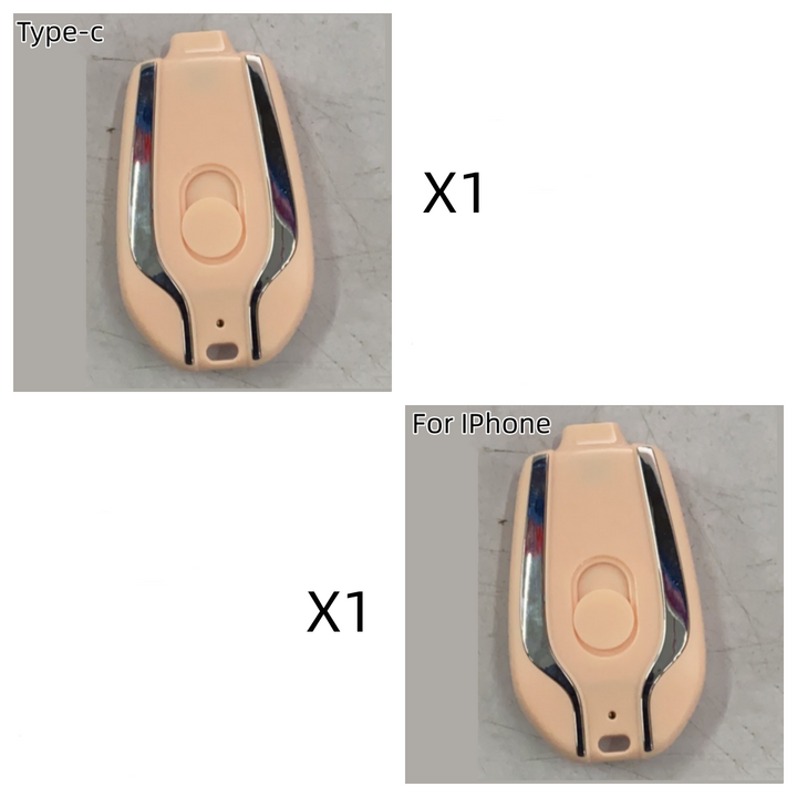 Portable Power Bank Keychain Charger with Retractable Connector and Carabiner Clip