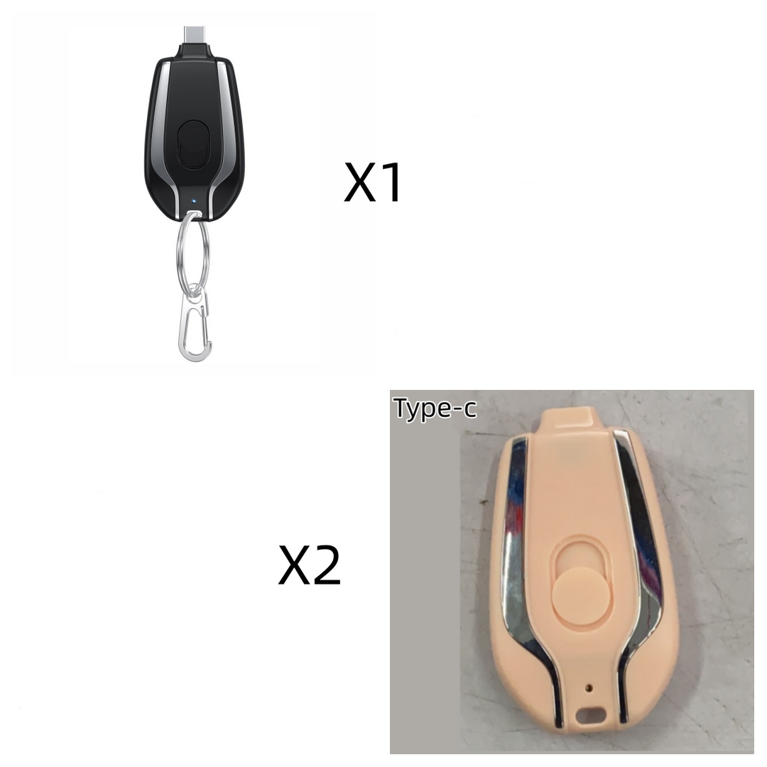 Portable Power Bank Keychain Charger with Retractable Connector and Carabiner Clip