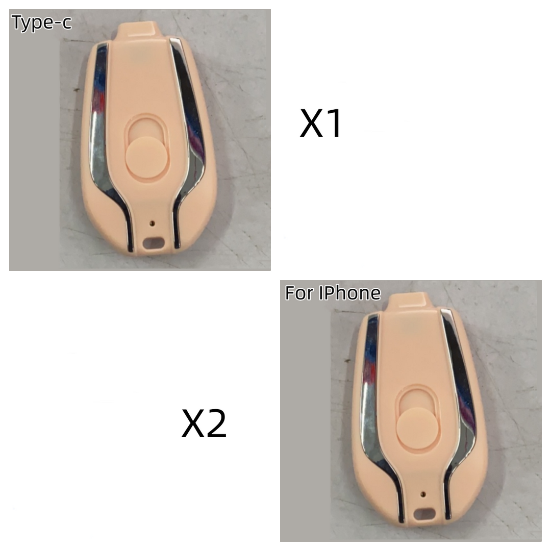 Portable Power Bank Keychain Charger with Retractable Connector and Carabiner Clip