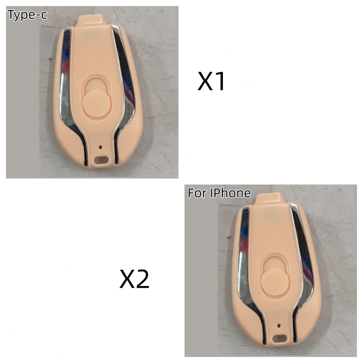 Portable Power Bank Keychain Charger with Retractable Connector and Carabiner Clip