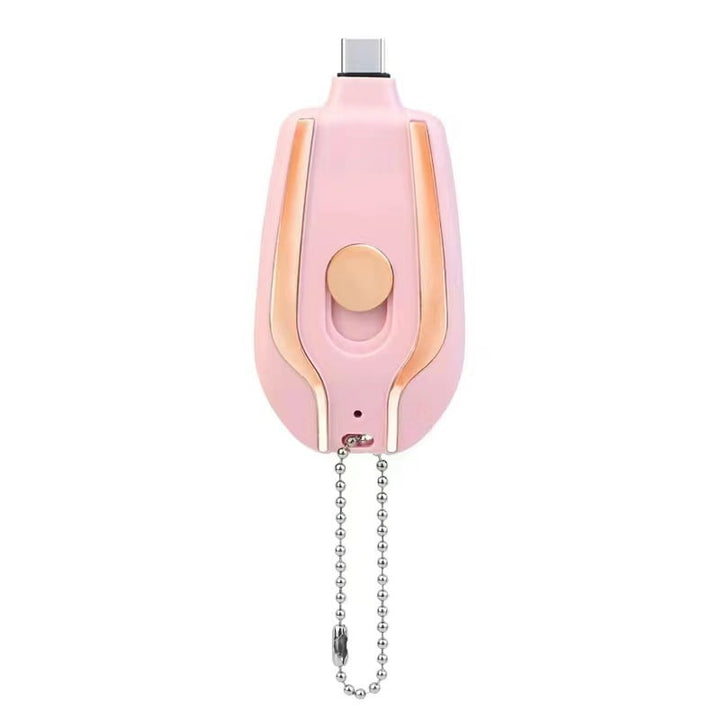 Portable Power Bank Keychain Charger with Retractable Connector and Carabiner Clip