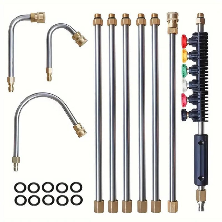 Pressure Washer Wand with Power Spray Extension Brass Couplers and Five Nozzle Tips