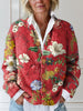 Olivia | Quilted Floral Cardigan Button-Front Vintage Style Relaxed