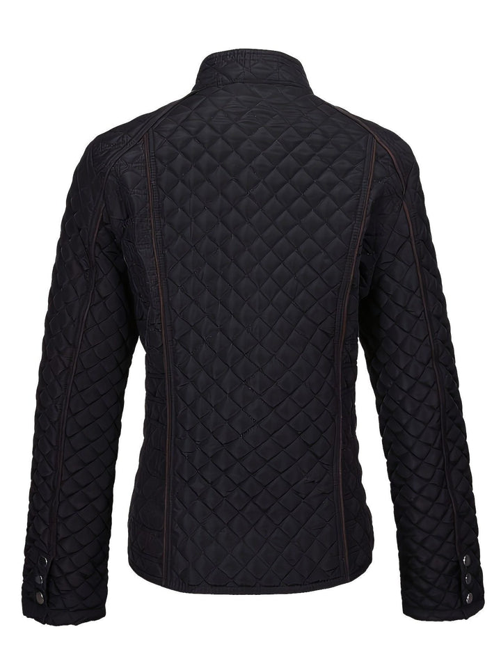 Quilted Jacket with Stand Collar and Zip for Women