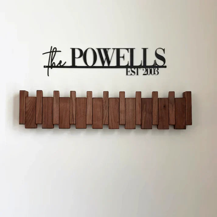 Durable Wooden Wall Coat Rack with Musical Design 8 Hook