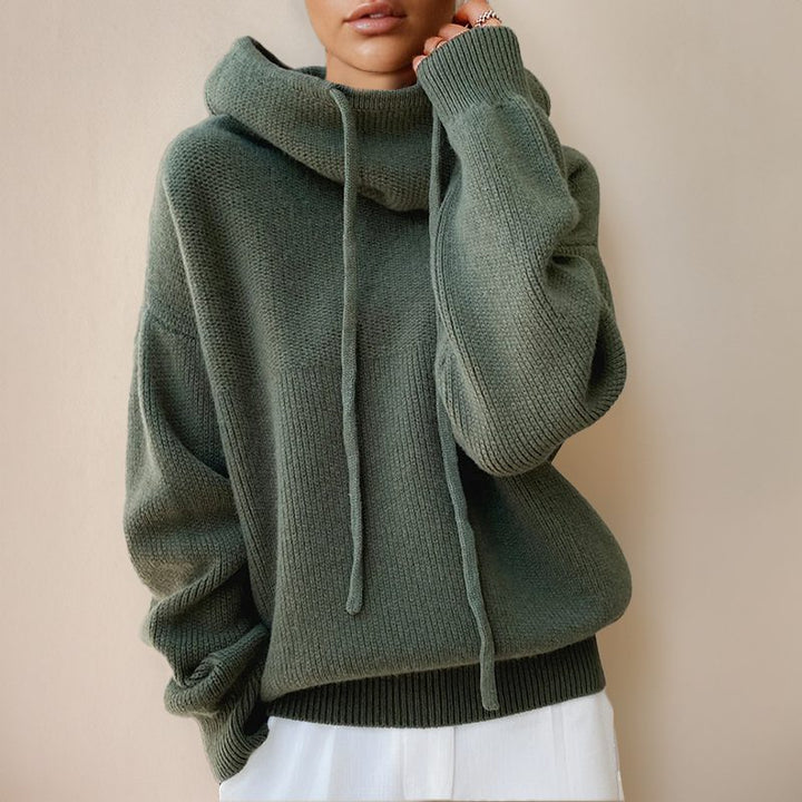 Merino Wool Hoodie with Cowl Neck for Women