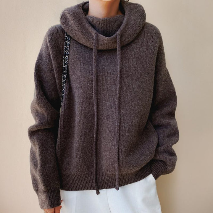 Merino Wool Hoodie with Cowl Neck for Women