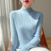Ribbed Cashmere Sweater with Stand Collar for Women