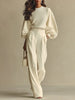 Ribbed Knit Wide Leg Pant Set