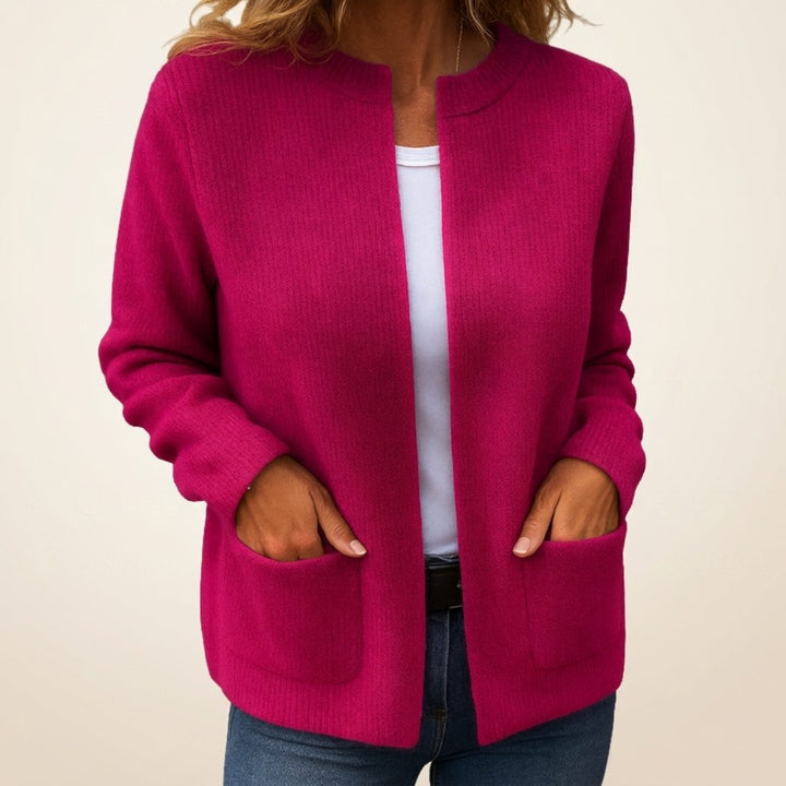 Ribbed Knit Zip-Up Cardigan with Pockets for Women