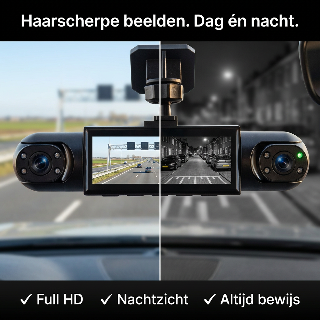 360° Dash Cam with 4 Cameras, GPS Timestamp and Night Vision