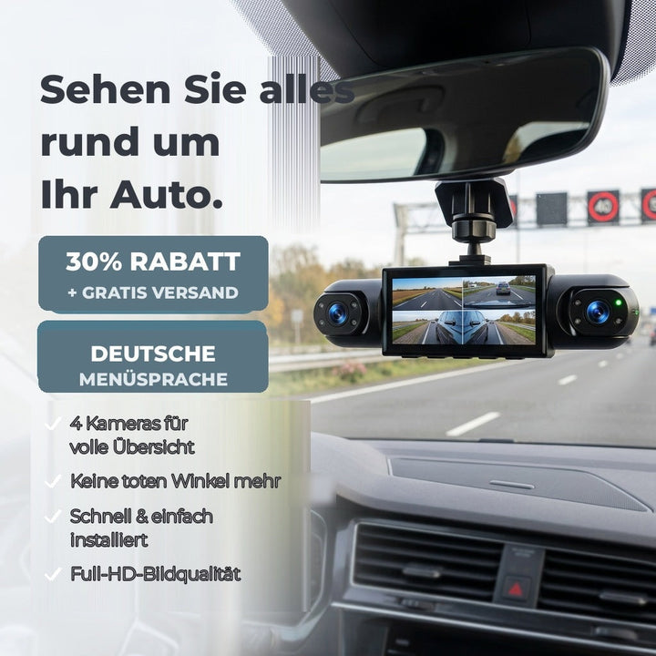 4-channel dash cam with night vision, GPS and 360° coverage
