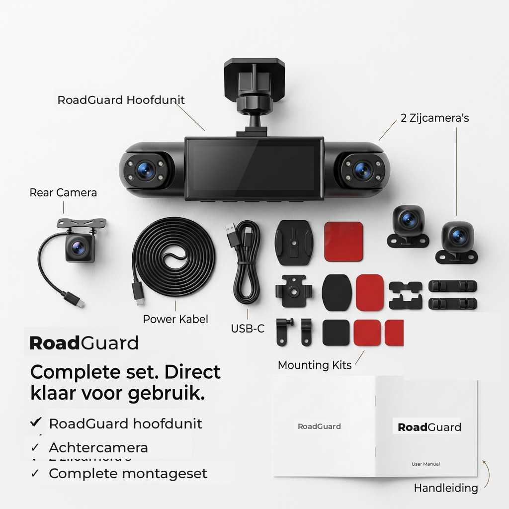 360° Dash Cam with 4 Cameras, GPS Timestamp and Night Vision