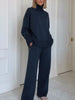 Straight Leg Loungewear Set with Roll Neck and Long Sleeves for Women
