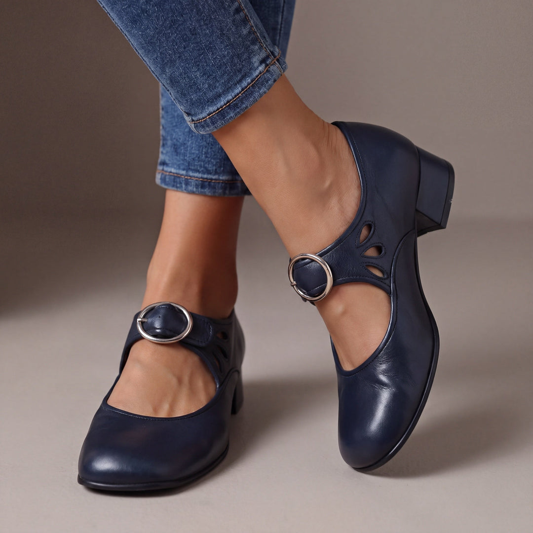 Ankle-Strap Pumps with Buckle and Cushioned Insole