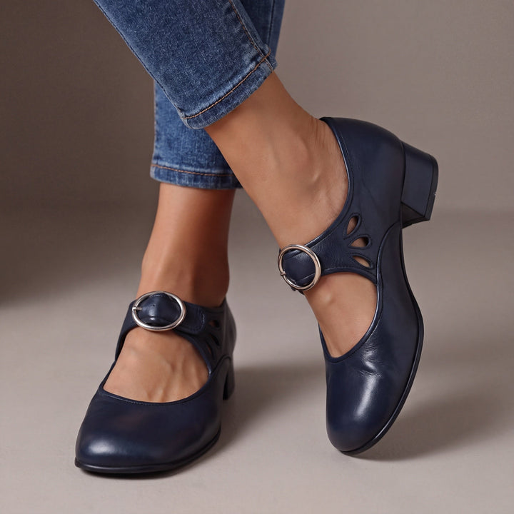 Ankle-Strap Pumps with Buckle and Cushioned Insole