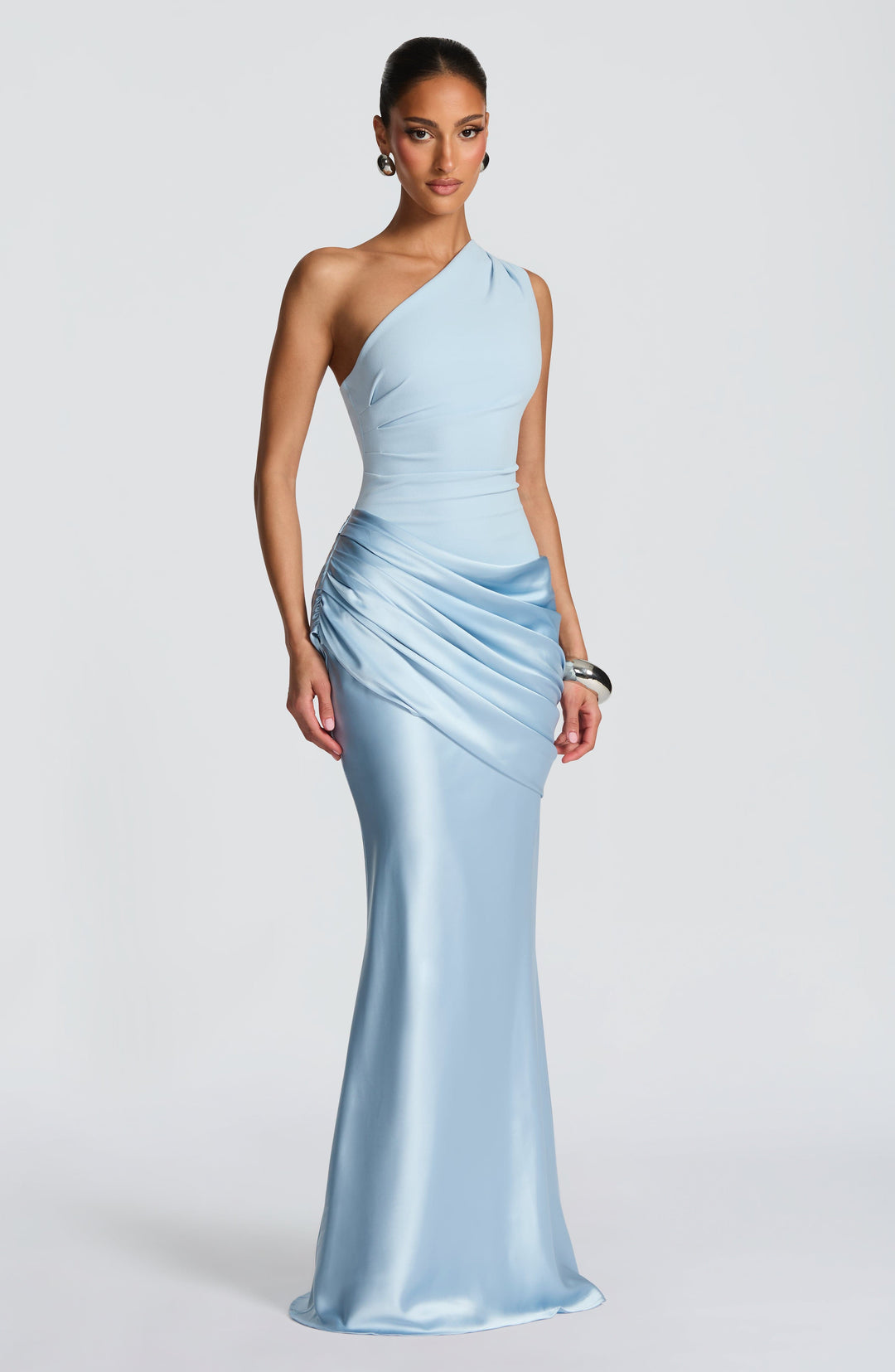 Abbey One-Shoulder Satin Maxi Dress