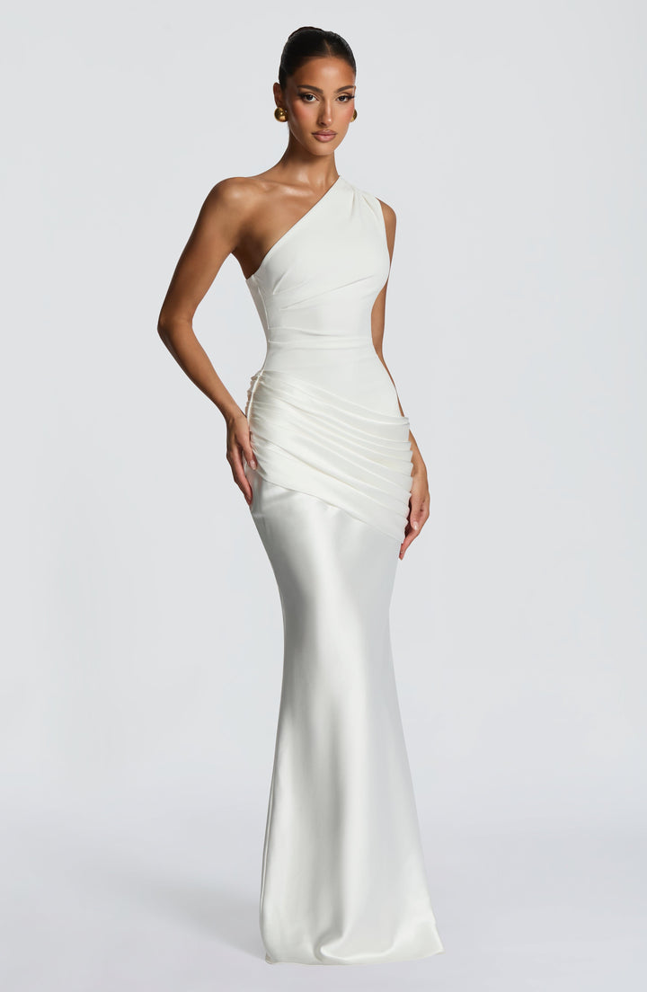 Abbey One-Shoulder Satin Maxi Dress